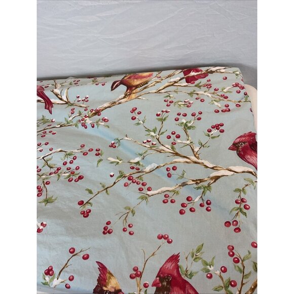 Pottery Barn Queen/Full Duvet Set 2 Shams Cardinal Berries Winter Bird holiday - Picture 5 of 10
